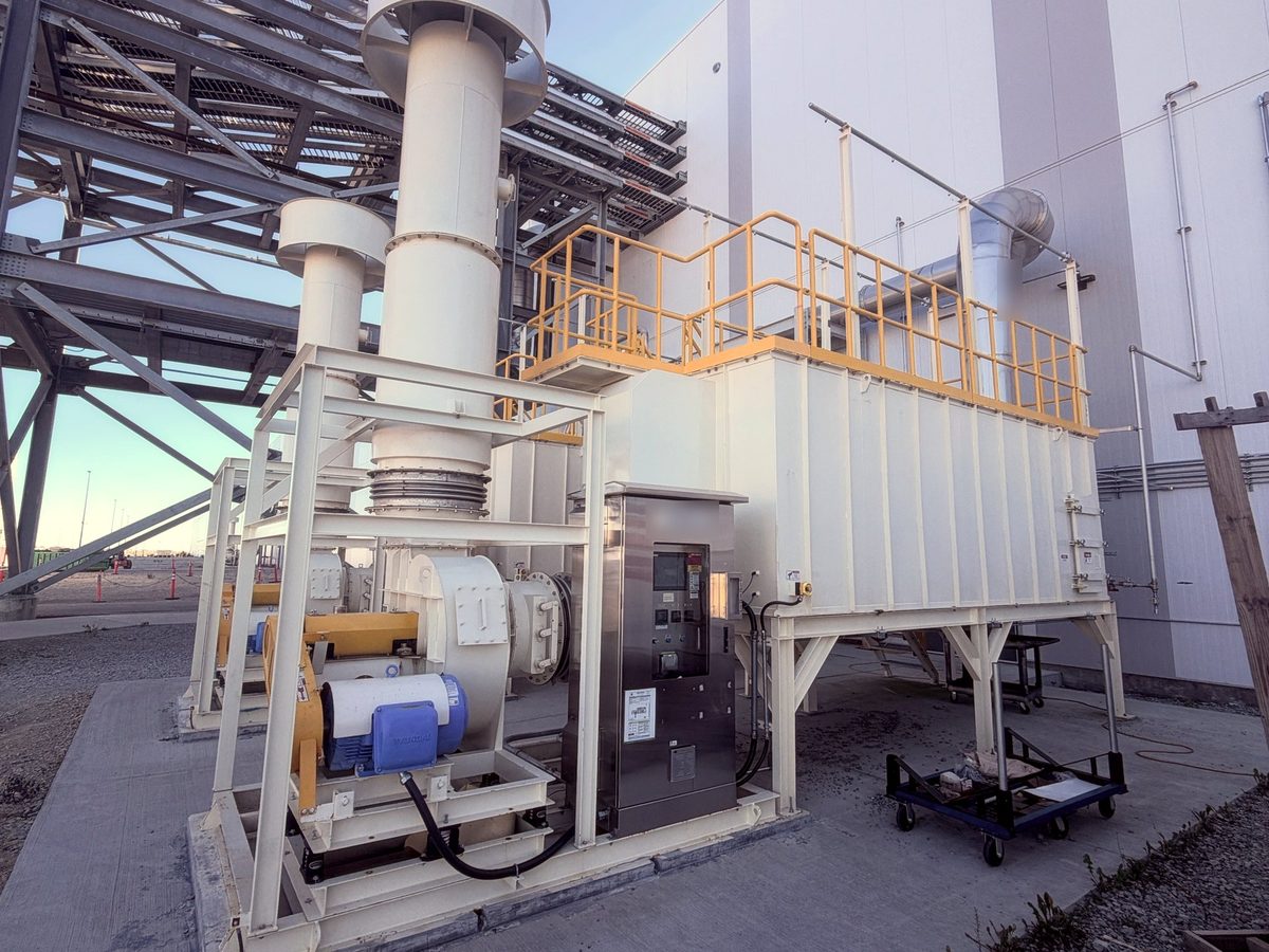 Activated carbon tower system with exhaust fan and control panel in Ohio