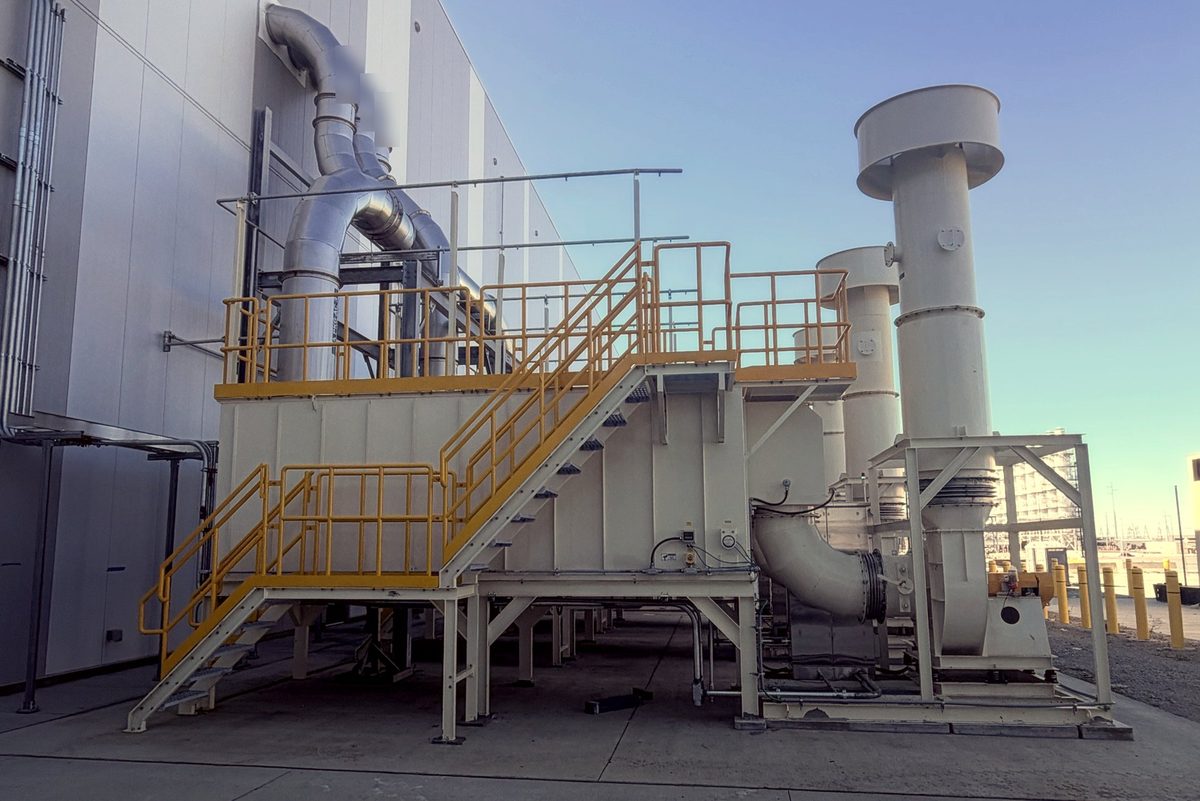 Activated carbon tower with service platform in Ohio
